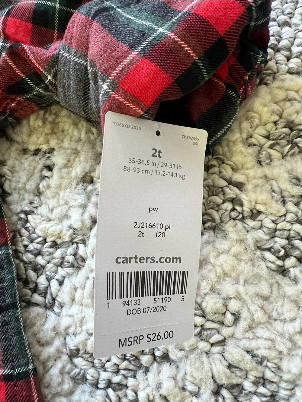 Carter's Red, Gray & Black Plaid Button-Down Shirt is